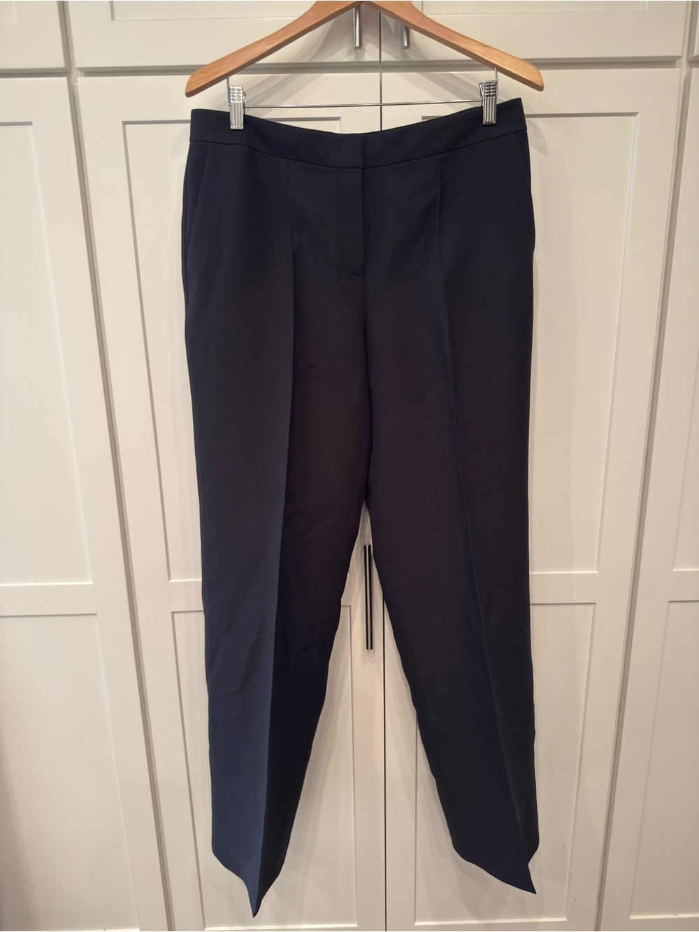 Lafayette 148 New York Wool Silk Black Straight-Leg Tailored Trousers Size 12